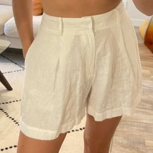 Linen High Waisted Tailored Shorts